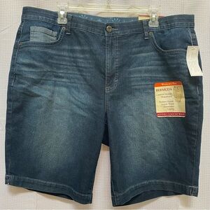 Faded Glory Women's Bermuda Jean Shorts - Dark Wash Blue
